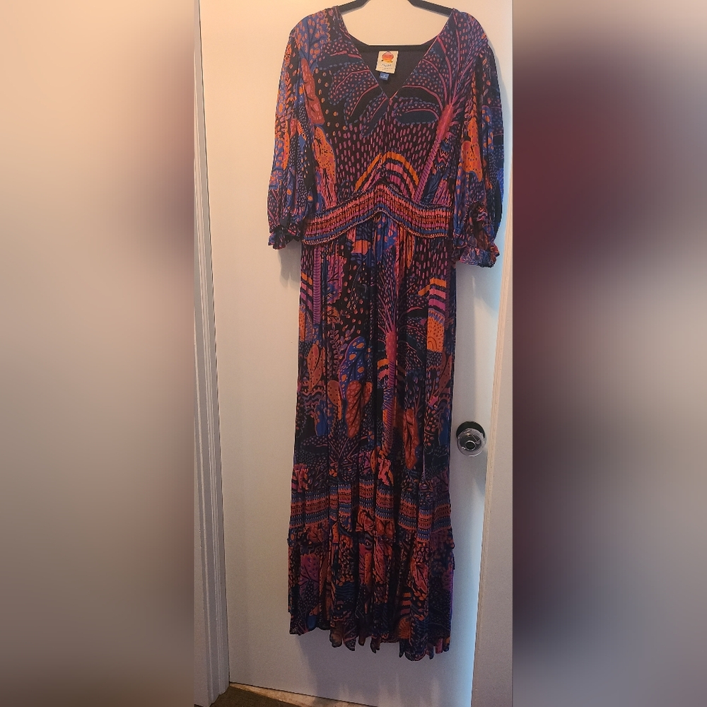 Farm Rio for Anthropologie Vibrant Multicolor Maxi Dress